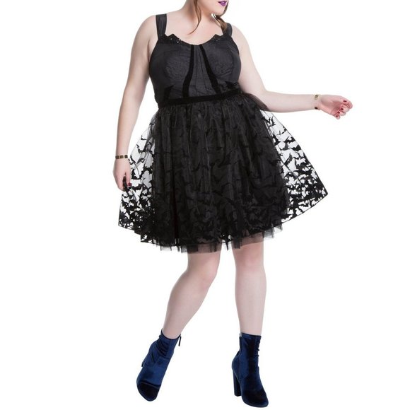 DC COMICS Torrid Batman Party Dress with Flocked Bat Print Skirt NWT Size 14 - Picture 1 of 6